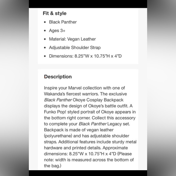 Funko Marvel Black Panther Okoye 11.5" Mini Backpack (Target Exclusive - Picture 4 of 8